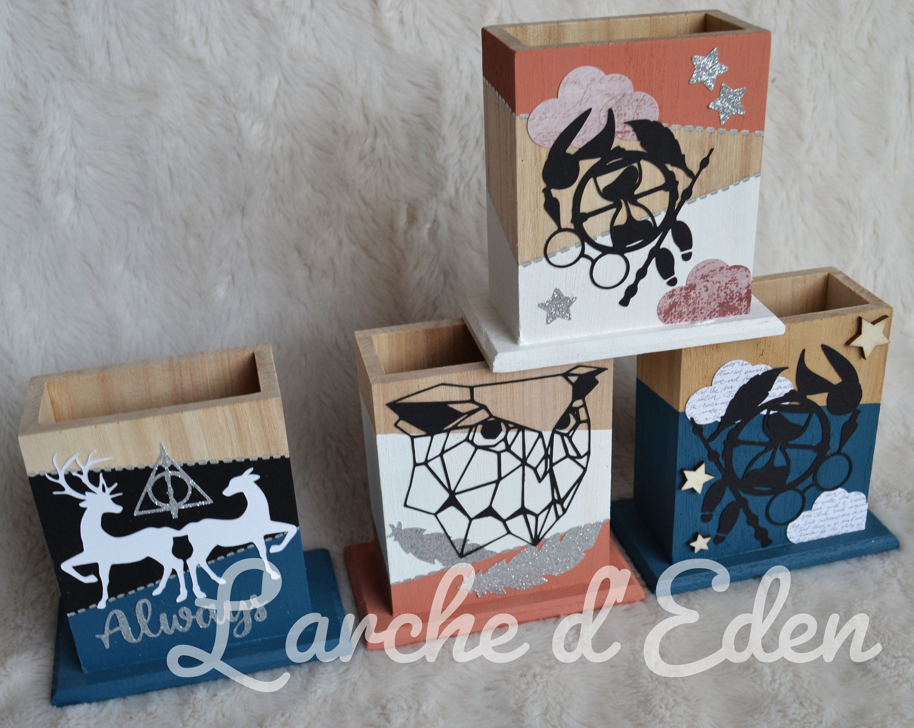 Pot à Crayons, Pot en Bois, Décoration Petit Sorcier, Magie