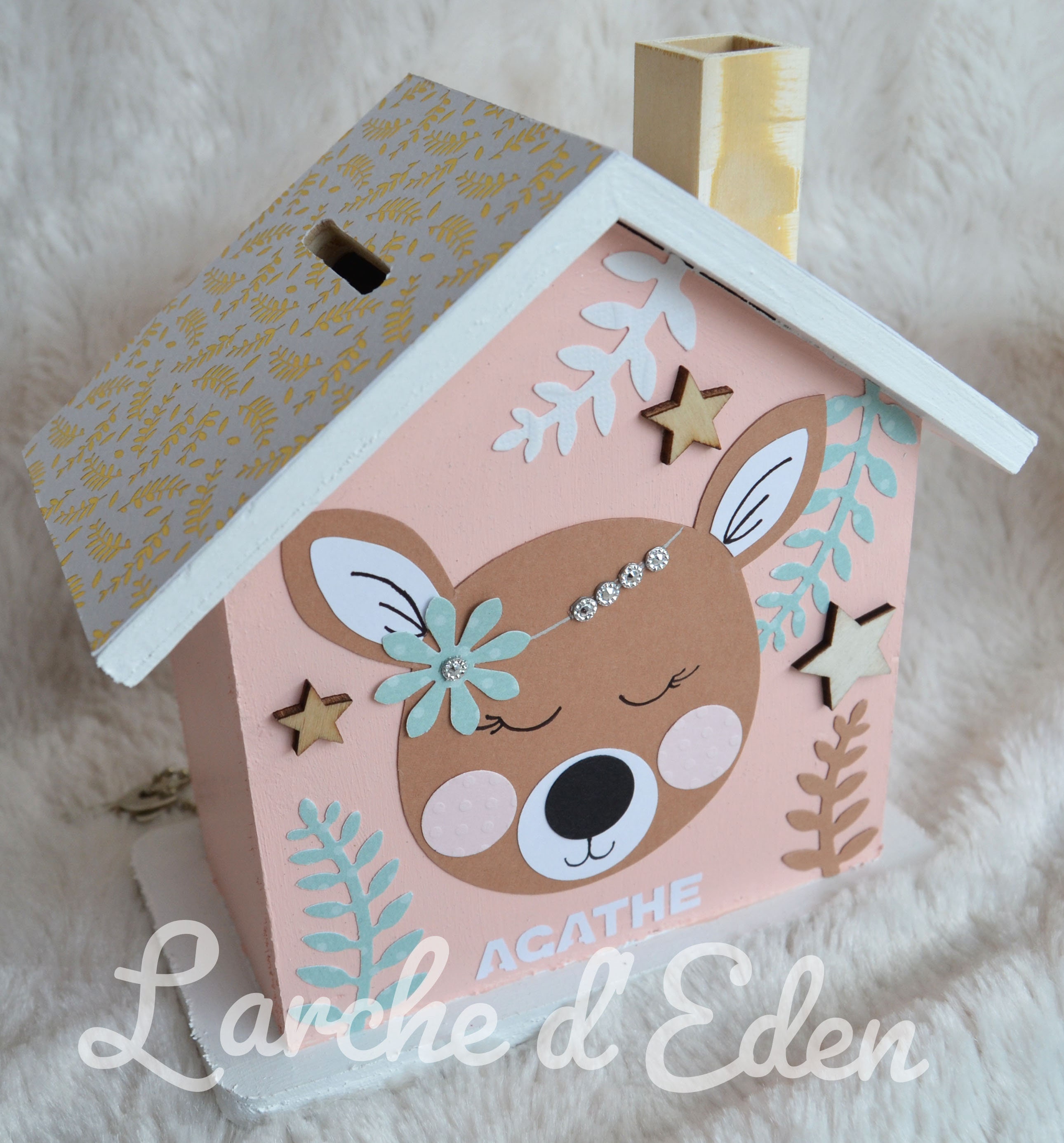 Tirelire Maison, Tirelire en Bois, Enfant, Décoration Cadeau Naissance | sur Commande