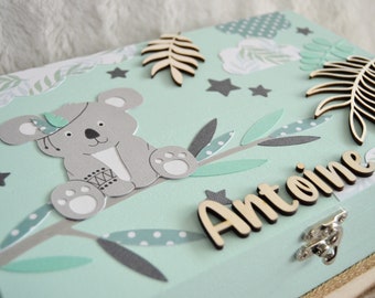 Memory box, birth album, birth souvenirs, jungle decoration, tropical forest, birth gift (to order)