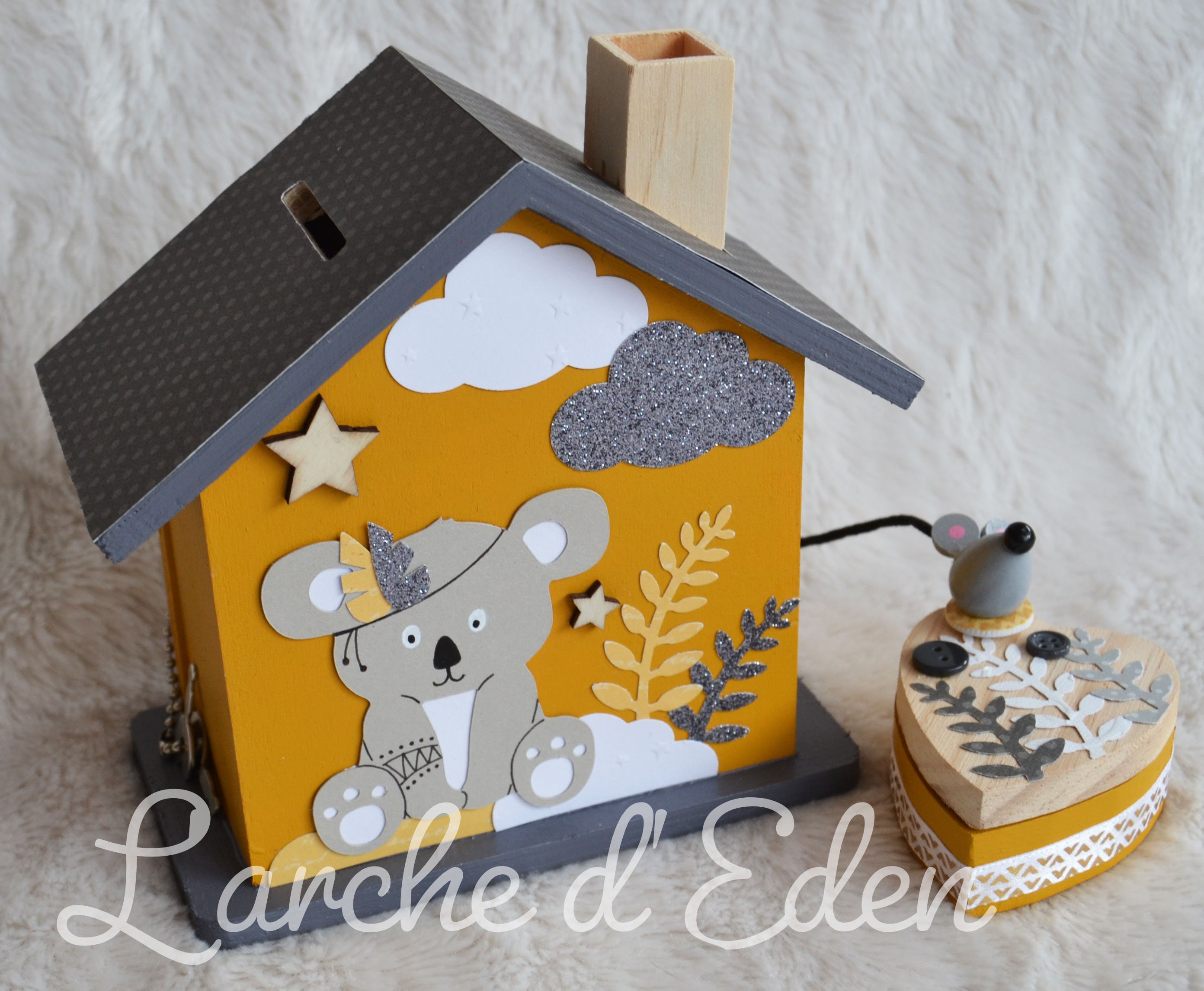 Tirelire Maison, Tirelire en Bois, Enfant, Décoration Cadeau Naissance | sur Commande