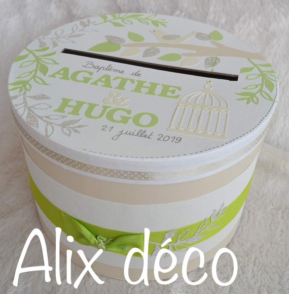 Baptism Urn Cardboard Round Box Christening Accessory Bird Etsy