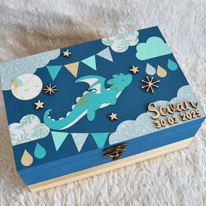 Caja de recuerdos con forma de dragón volador, perfecta como regalo o recuerdo para bebé (hecha a pedido)