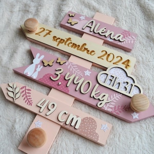 Segno zodiacale, gancio in legno, decorazione per bambini, decorazione coniglio, decorazione country, regalo di nascita (su ordinazione)