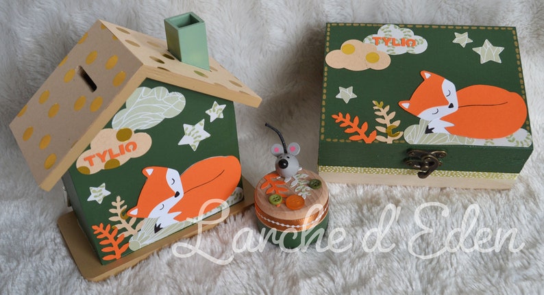Birth box, treasure box, wooden piggy bank, child piggy bank, child decoration, birth gift on order image 5