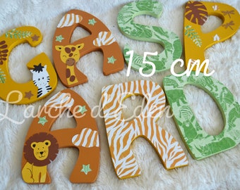 Prénom en bois, lettres en bois, prénom enfant, chambre enfant, décoration enfant bois, prénom savane, cadeau naissance (sur commande)