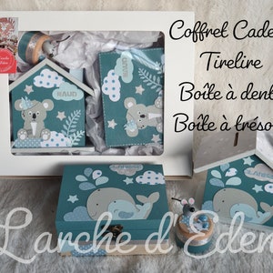 Coffret naissance, boite tresors, tirelire bois, tirelire enfant, décoration enfant, cadeau naissance sur commande image 9