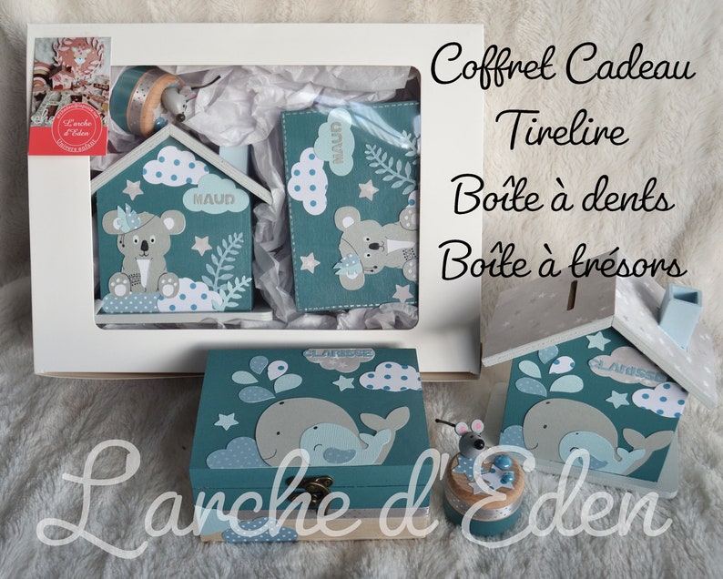 Coffret naissance, boite tresors, tirelire bois, tirelire enfant, décoration enfant, cadeau naissance sur commande image 9