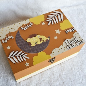 Memory box, birth souvenirs, savannah decoration, lion decoration, birth gift (on order)