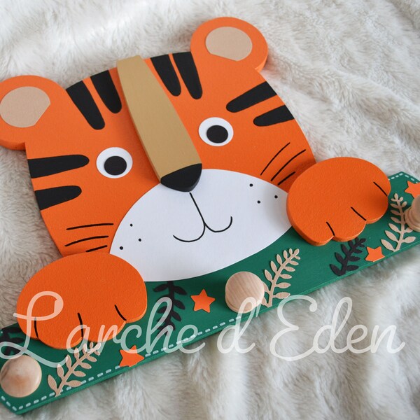 Porte manteau, decoration tigre, decoration jungle, porte habits, decoration enfant, cadeau naissace (sur commande)