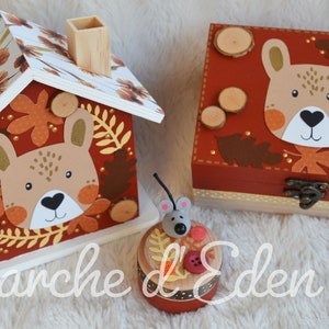 Coffret naissance, boite tresors, tirelire bois, tirelire enfant, décoration enfant, cadeau naissance sur commande image 6