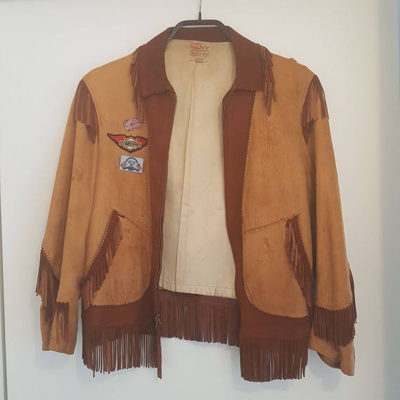 Vintage Levis 1950s Big E brown Suede Western tass