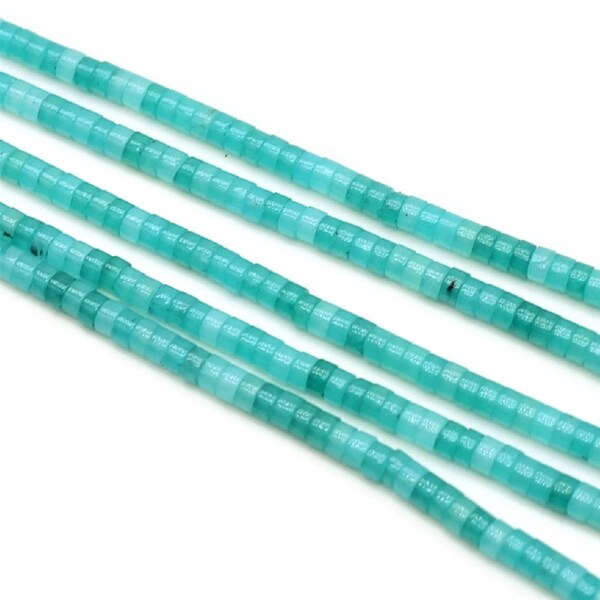 JADE Turquoise - Perles Heishi 4x2mm, pierre naturelle, perles plate, disque, rondelles. Lot de 40 perles ou Brin de 165 perles (39cm env.)