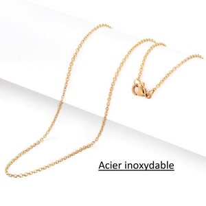 50cm Collier en acier inoxydable doré, maille forçat, 2x1.5mm, très fine chaîne avec fermoir image 1