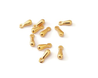 x10 mini gotas de acabado / extensión en acero inoxidable dorado, 7,5 x 2,5 mm