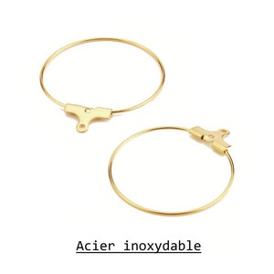 6 pendientes de aro redondos de acero inoxidable bañados en oro, 30mm, sujeta pendientes de aro redondos con cierres, pendientes de aro de acero para decorar.