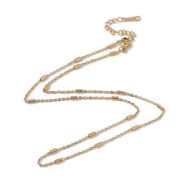 18k gold stainless steel necklace, satellite tube mesh, length 44.5cm, jewelry creation