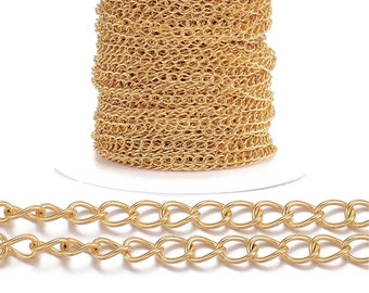 1 meter - Gold plated (IP) stainless steel chain, welded link rombo chain, wide link chain 3.5*2.5mm