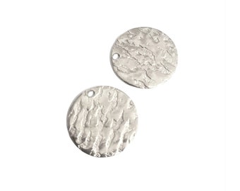 6 stainless steel sequins, 15mm diameter, textured round pendant in 304 stainless steel, jewelry making