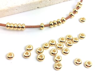20 ronde, 4 mm vergulde roestvrijstalen kralen, platte kralen voor het maken van sieraden