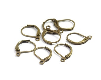 x20 bronze brass sleeper earrings, 15x10mm, (10 pairs)