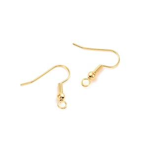 Crochets en laiton doré or 14k, support boucles d'oreilles hameçons. Lot de 10. image 1