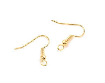 Crochets en laiton doré or 14k, support boucles d'oreilles hameçons. Lot de 10.