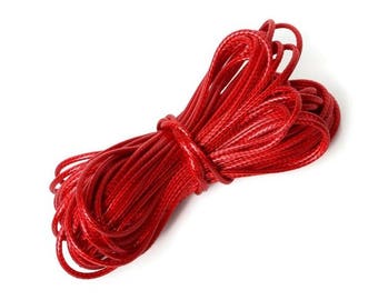 5 meters of thread cord waxed polyester - 1.5 mm-Red
