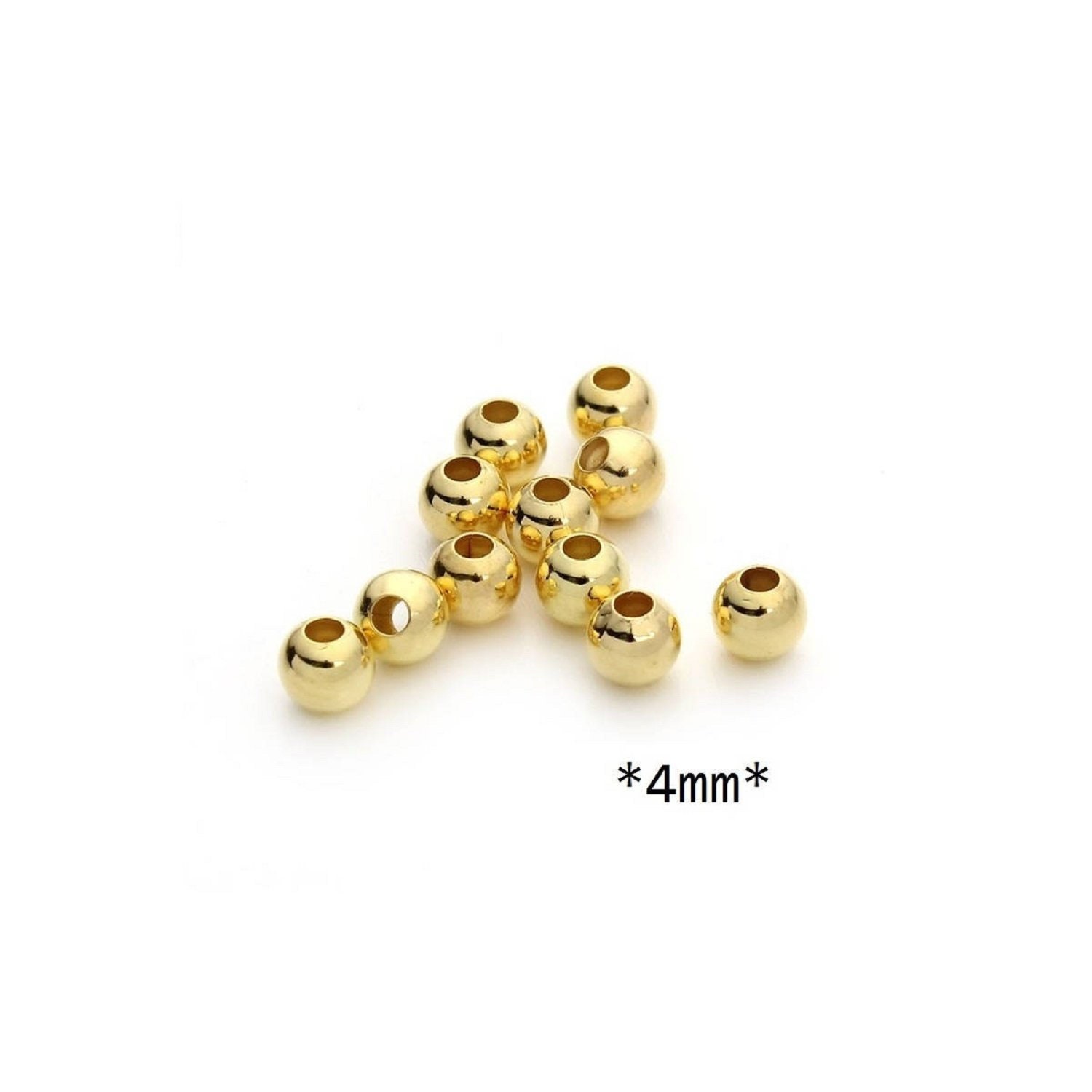 x20 gilded stainless steel beads, round interlayer beads 4mm