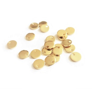 10 sequins in gold stainless steel, 7mm, small round pendants