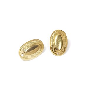 Puces en acier inoxydable doré, clous d'oreilles forme ovale strié, supports boucles d'oreilles, lot de 2 ou 6 pièces image 3