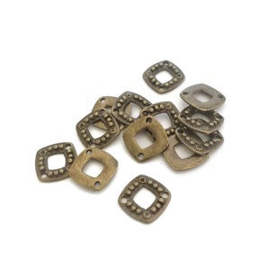 x20 small bronze diamond connectors, 13mm, square spacer charm