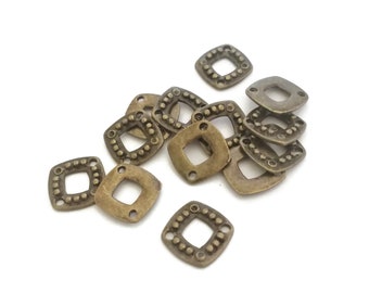 x20 small bronze diamond connectors, 13mm, square spacer charm