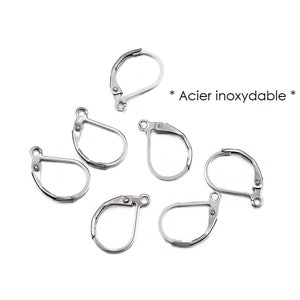 10 supports boucles d&#39;oreilles dormeuse en acier inoxydable, 16x11mm, crochets pour création, fourniture créative