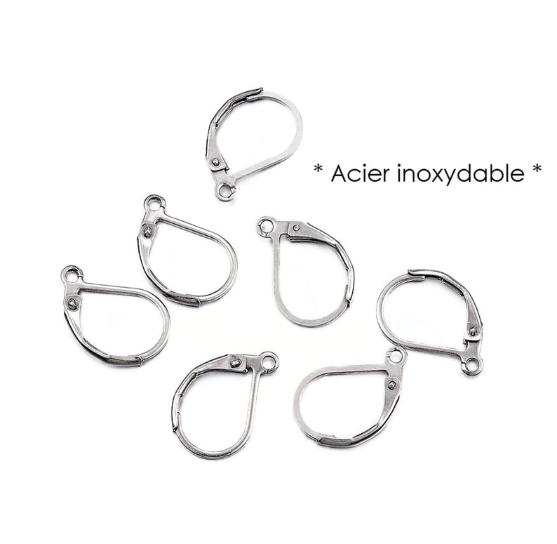 10 supports boucles d'oreilles dormeuse en acier inoxydable, 16x11mm, crochets pour création, fourniture créative image 1