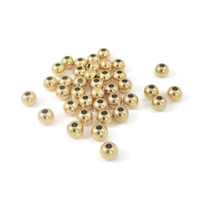 Perles en acier inoxydable doré, perles intercalaires rondes, séparateurs, 4mm/6mm, lot de 10 perles