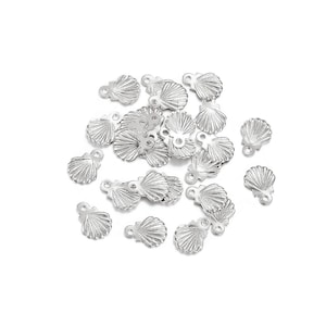 x20 mini shell charms in stainless steel, 7.5mm