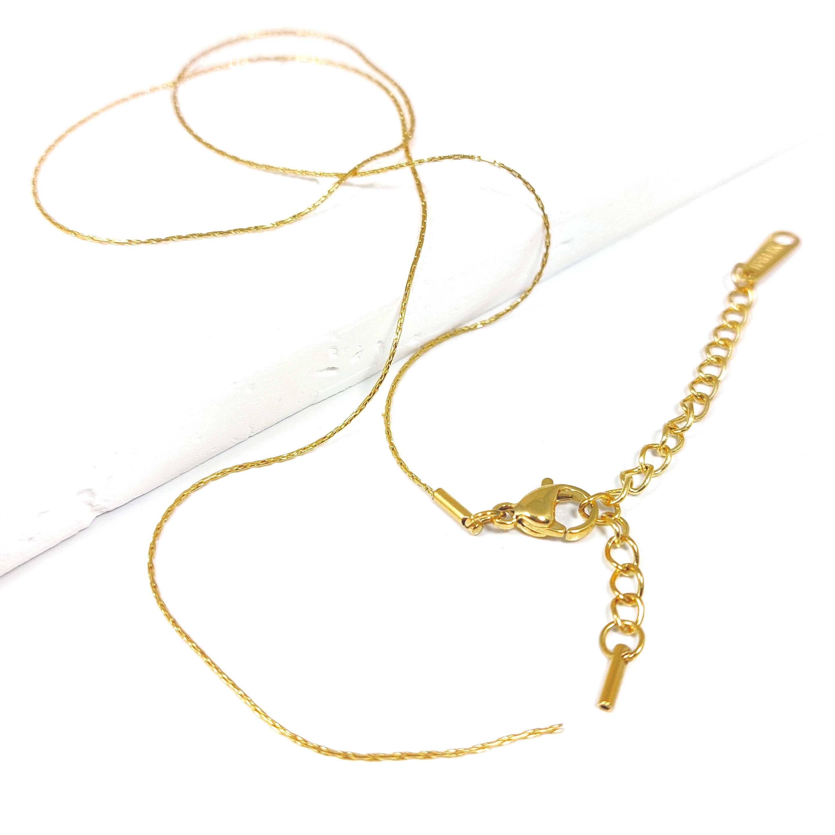 14k gold-plated stainless steel open necklace (IP: ion-plated), snake chain, length 41cm + 6cm extension