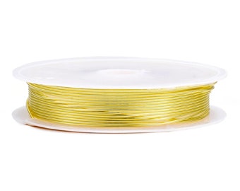 Golden brass wire 0.8mm, 3 meter spool. Round, flexible strand for jewelry making