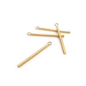 10 colgantes de barra de acero inoxidable chapados en oro de 24 k, 18 mm, 23 mm, 28 mm, dijes de barra de acero chapados en oro