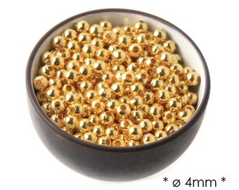 200 perles en métal doré 4mm, perles intercalaires rondes