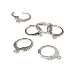 10 round stainless steel sleepers, creole rings, 14x12mm, earring supports