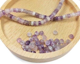 AMETHYSTE - perles Heishi 4x2.5mm, pierre naturelle, perles plate, disque, rondelles. Lot de 40.