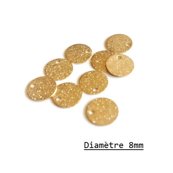 x20 Sequins glitter front and back - golden stardust pendant, 8mm, gr…