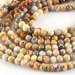 Perles en Agate Crazy lace (agate folle), diamètre 4mm, 6mm, 8mm, pierre ronde naturelle, création bijoux