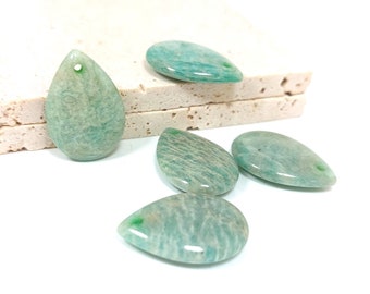 AMAZONITE, Pendentif goutte, pierre naturelle, 25x17mm. Vendu à l'unité.