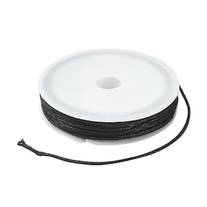 Carrete de 6,80 metros - Hilo de algodón encerado, color negro, 1mm de diámetro, cordón, cuerda, cuerda, macramé, fabricación de joyas, bricolaje.