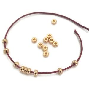 Perles rondelles en acier inoxydable doré, 4mm / 6mm, intercalaires donuts image 2