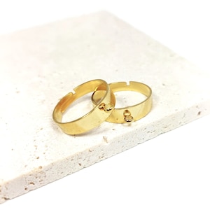 Gold-plated stainless steel ring holder, adjustable with ring; 5mm wide, jewelry making