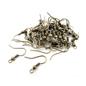 200 örhängeskrokar i brons (100 par i förpackning), 18 mm, klotformade örhängesdetaljer