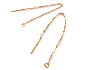 Fine chain in gold-plated stainless steel or 18k gold-plated brass for earrings or pendants, fine and delicate, 2 pieces